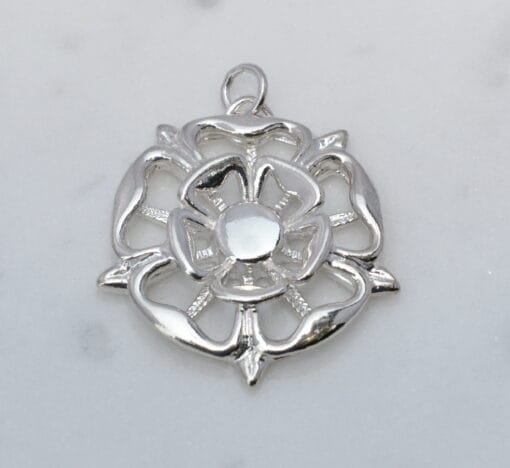 Large Tudor Rose Silver Pendant