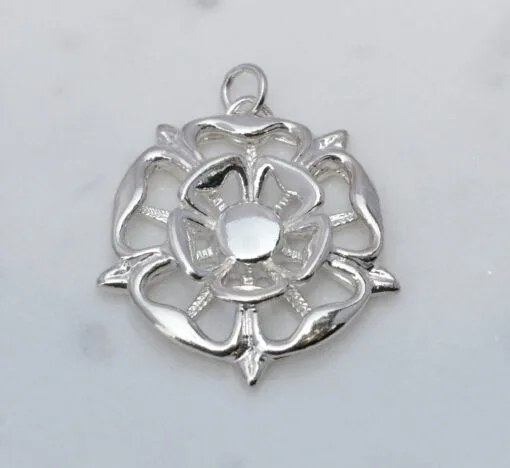 Large Tudor Rose Silver Pendant