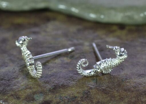Sterling Silver Seahorse Stud Earrings - Image 2