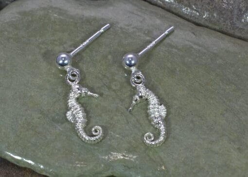 Sterling Silver Seahorse Drop Earrings - Image 2