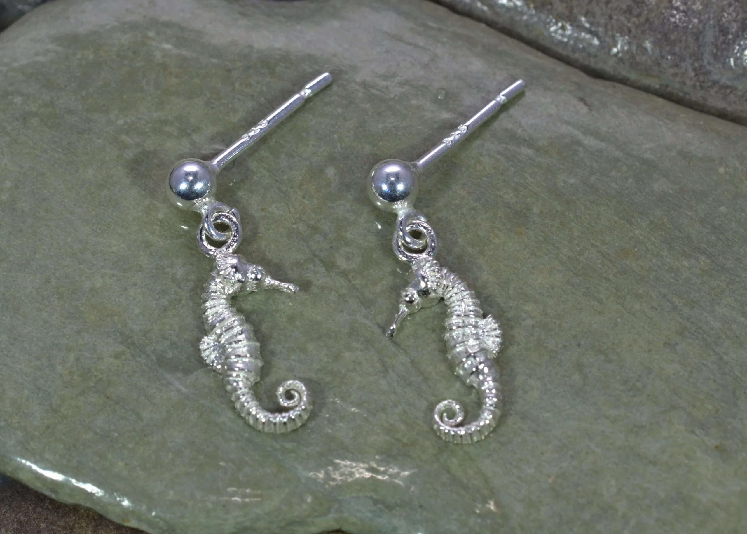 Sterling Silver Seahorse Drop Earrings - Image 2