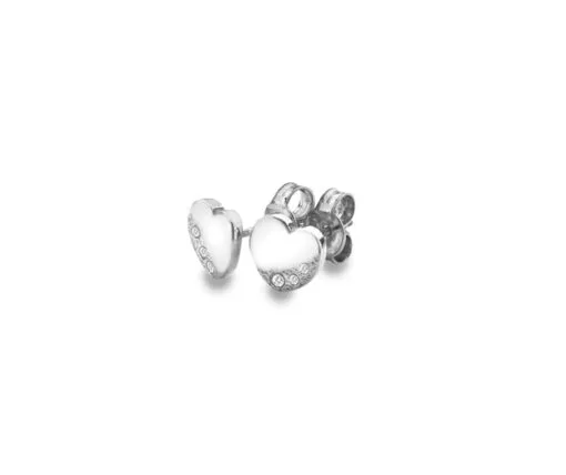 sterling silver heart stud earrings with cubic zirconia