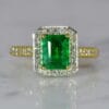emerald and diamond cluster ring