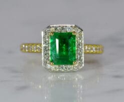 emerald and diamond cluster ring