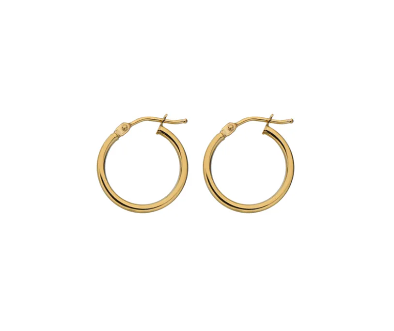 9ct yellow gold 12mm hoop earrings