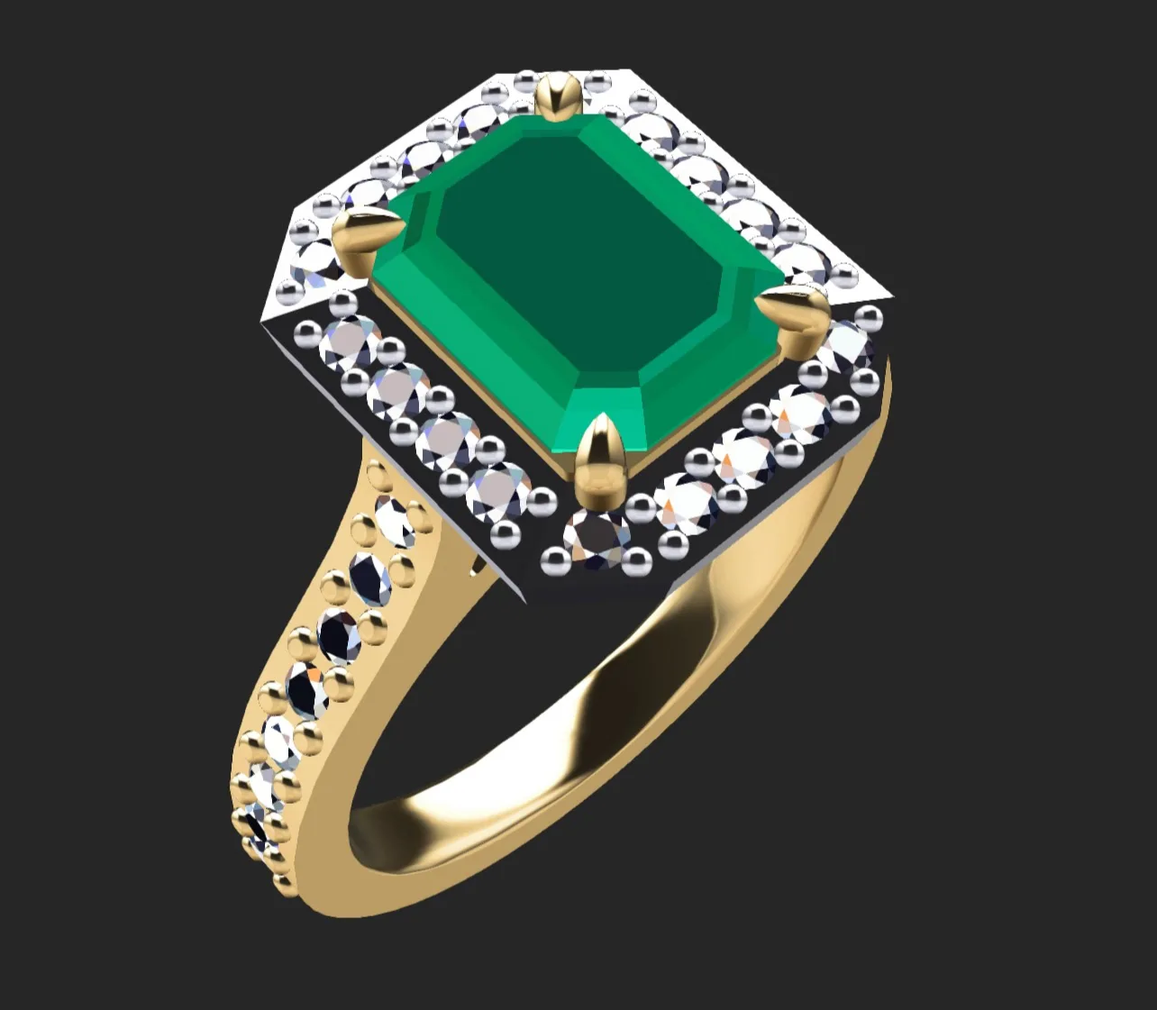 Emerald and Diamond set Cluster Ring - Image 7