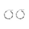 Sterling Silver 15mm Twisted Round Hoop Earrings