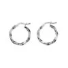 Sterling Silver 15mm Twisted Round Hoop Earrings