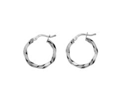 Sterling Silver 15mm Twisted Round Hoop Earrings