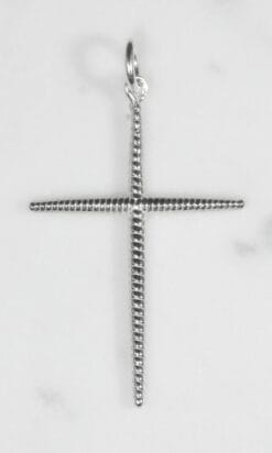 large ribbed sterling silver cross pendant