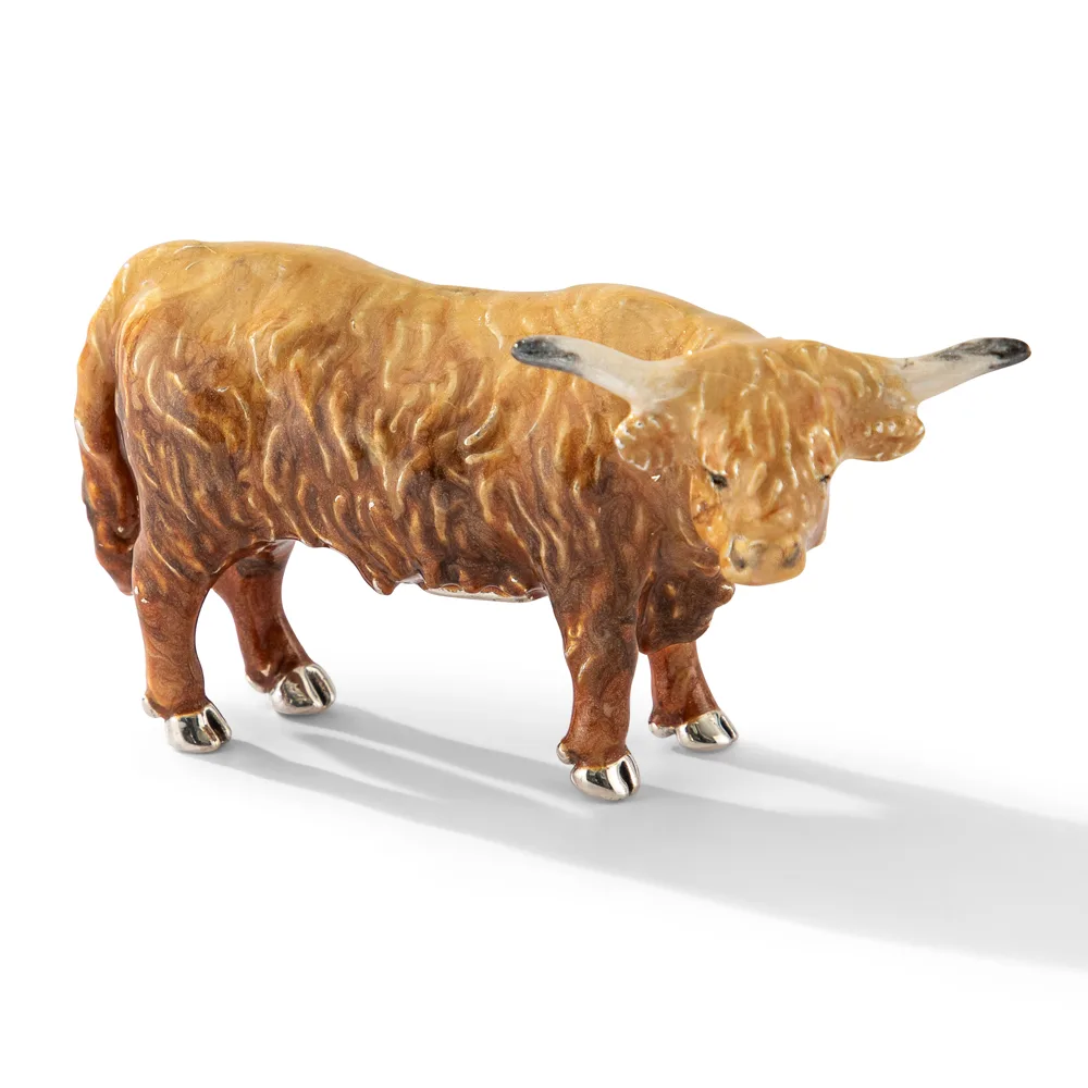 Saturno Silver and Enamel Highland Cow Figurine - Image 2