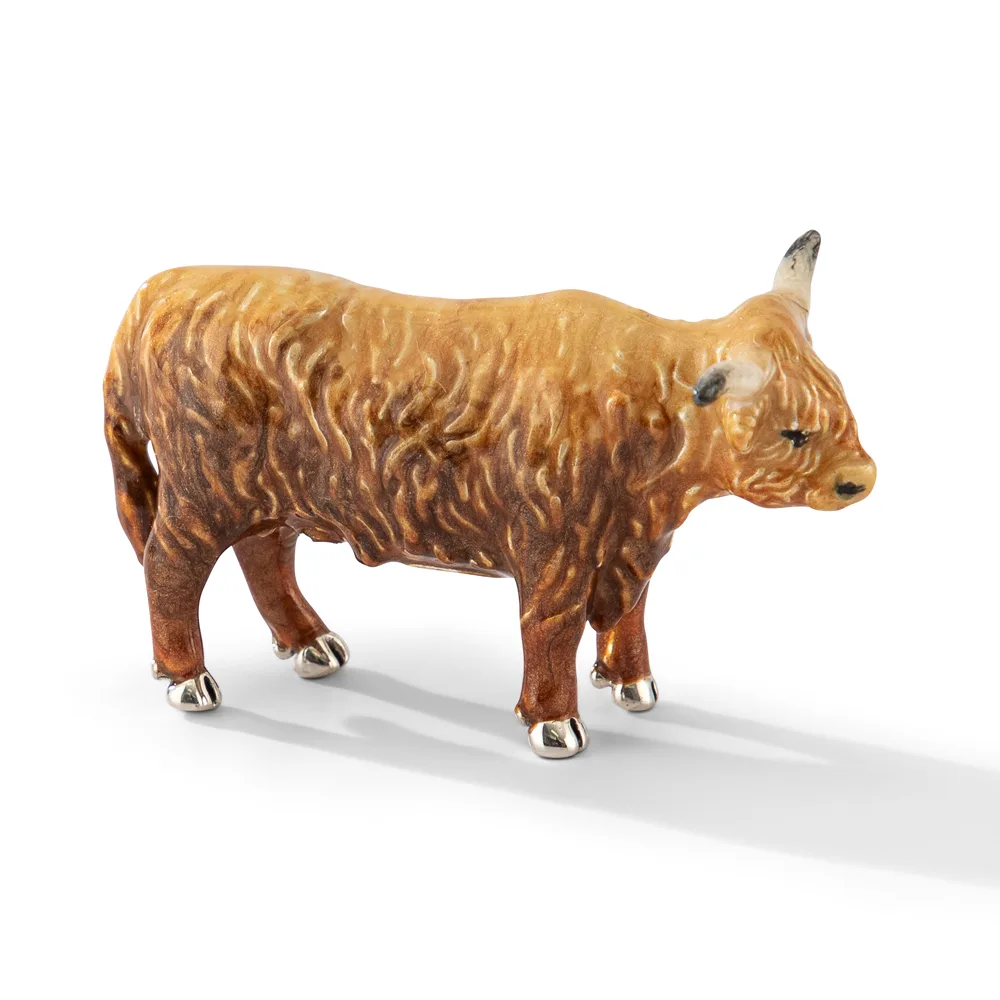 Saturno Silver and Enamel Highland Cow Figurine - Image 3