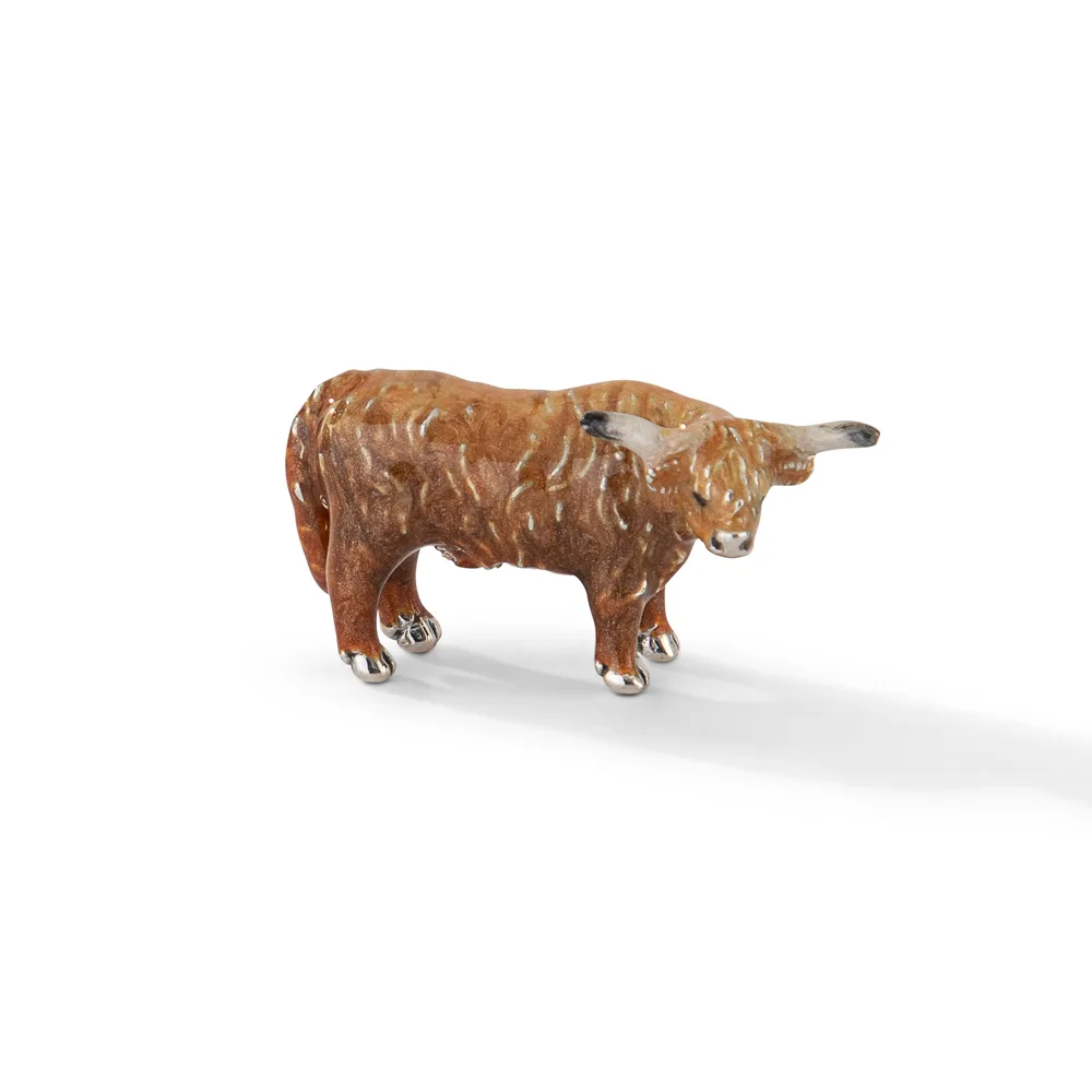 miniature saturno silver highland cow figurine