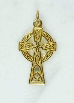small yellow gold celtic cross pendant