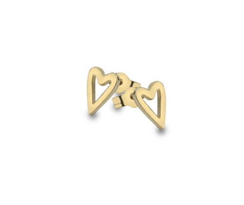 9 Carat Yellow Gold Pointed Heart Stud Earrings