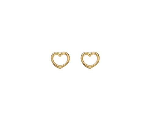 9 Carat Yellow Gold Open Small Heart Stud Earrings