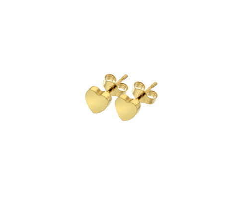 Curteis 9 Carat Yellow Gold Flat Heart Stud Earrings