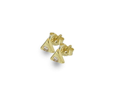 9 Carat Yellow Gold and Cubic Zirconia Triangle Stud Earrings