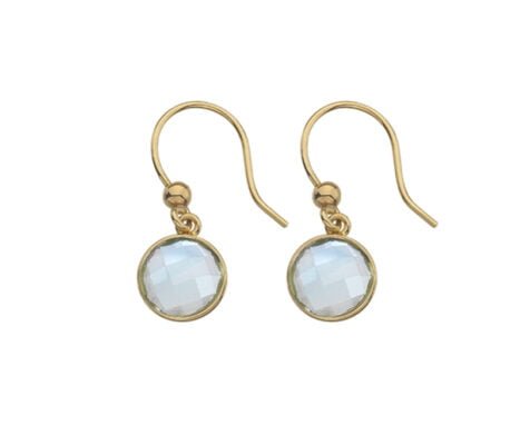 9 Carat Yellow Gold Drop Earrings with Blue Topaz
