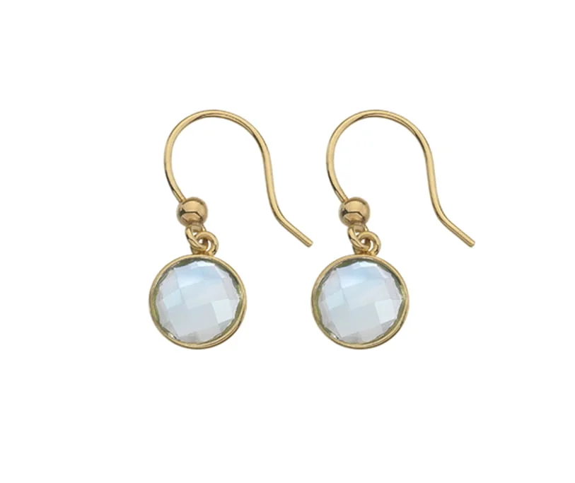 9 Carat Yellow Gold Drop Earrings with Blue Topaz