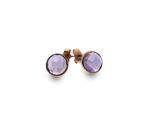 9 Carat Red Gold Stud Earrings with Amethyst