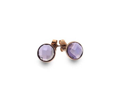 9 Carat Red Gold Stud Earrings with Amethyst