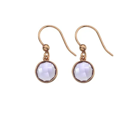 9 Carat Red Gold Drop Earrings with Amethyst