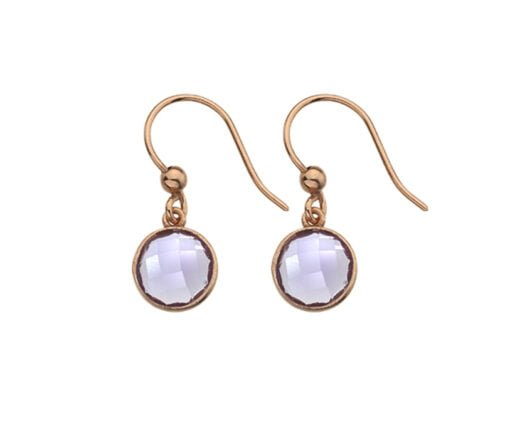 9 Carat Red Gold Drop Earrings with Amethyst