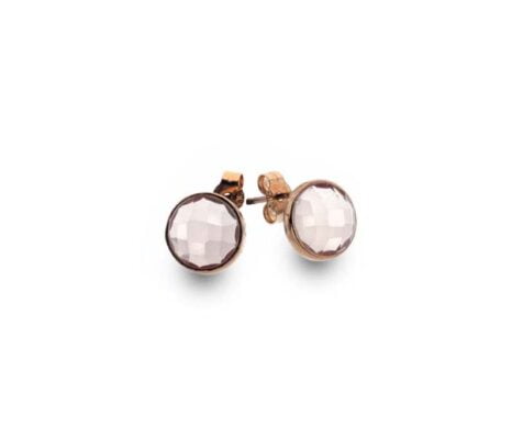 9 Carat Red Gold Stud Earrings with Rose Quartz