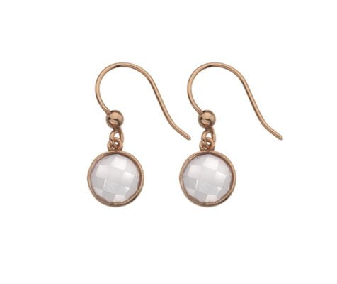 9 Carat Red Gold Drop Earrings with Rose Quartz