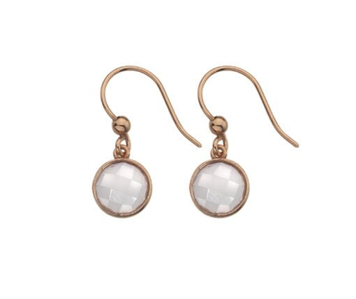 9 Carat Red Gold Drop Earrings with Rose Quartz