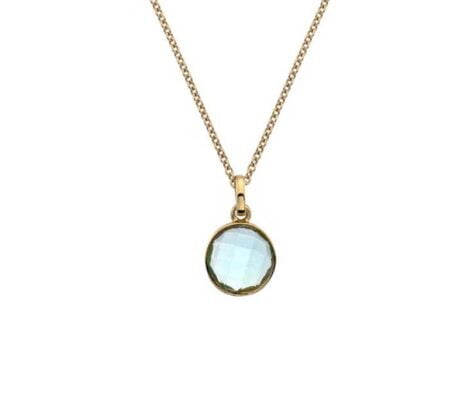 Yellow Gold Blue Topaz Necklace