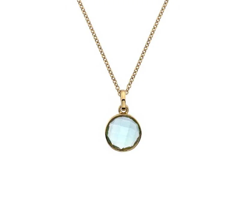 Yellow Gold Blue Topaz Necklace