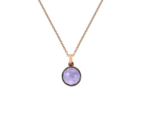 9 Carat Red Gold and Amethyst Pendant with Chain