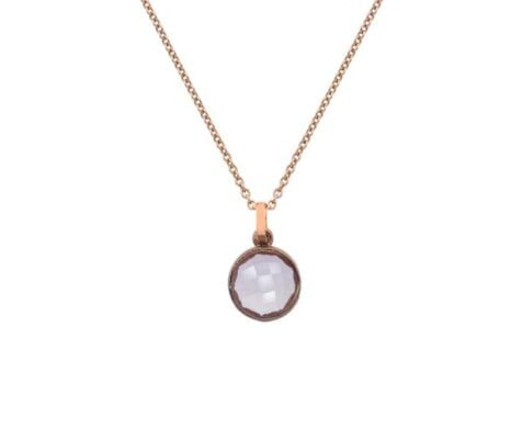 9 Carat Red Gold and Rose Quartz Pendant with Chain