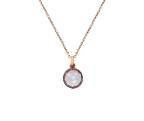 9 Carat Red Gold and Rose Quartz Pendant with Chain