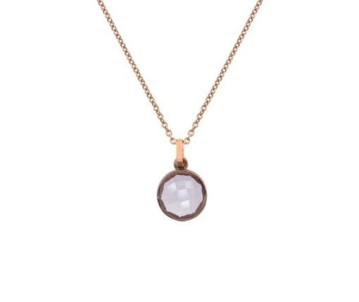 9 Carat Red Gold and Rose Quartz Pendant with Chain