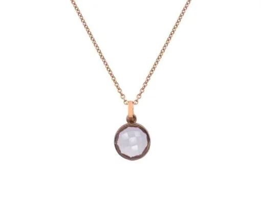 9 Carat Red Gold and Rose Quartz Pendant with Chain