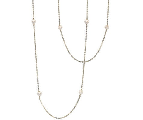 9 Carat Yellow Gold 28 Inch Freshwater Pearl Necklace from Curteis