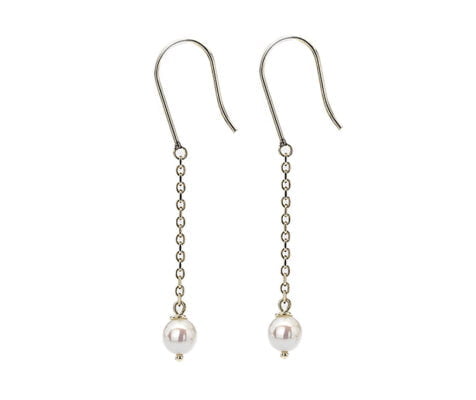 9 Carat Yellow Gold and Freshwater Pearl Drop Earrings from Curteis