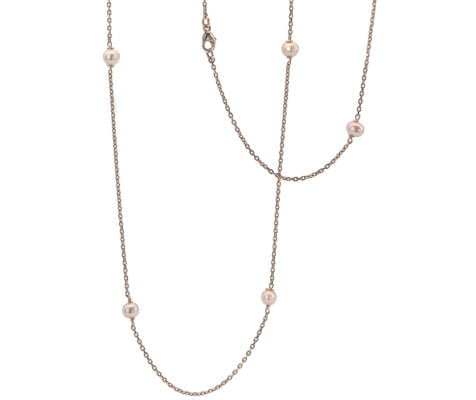 9 Carat Red Gold 28 Inch Pink Freshwater Pearl Necklace from Curteis