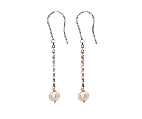 9 Carat Red Gold and Pink Freshwater Pearl Drop Earrings from Curteis