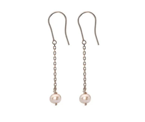 9 Carat Red Gold and Pink Freshwater Pearl Drop Earrings from Curteis