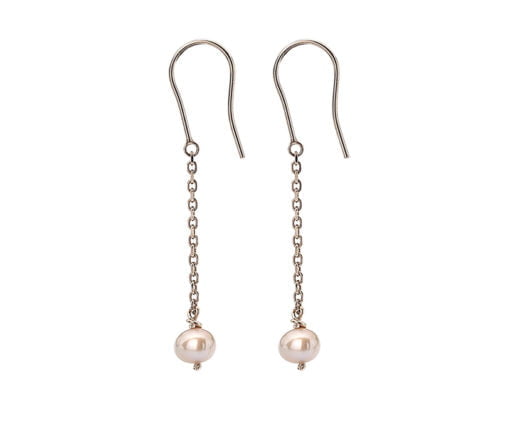 9 Carat Red Gold and Pink Freshwater Pearl Drop Earrings from Curteis
