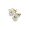 Yellow Gold Mother of Pearl Flower and Cubic Zirconia Stud Earrings