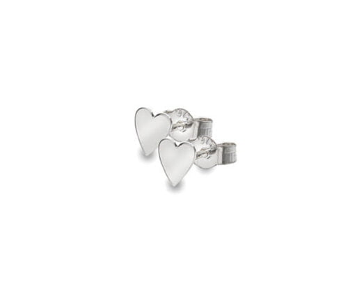 9 Carat White Gold Small Heart Stud Earrings