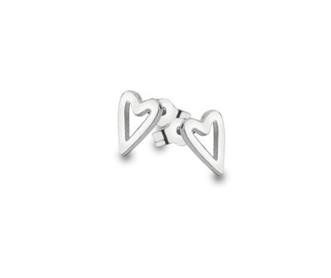 sterling silver white gold pointed heart stud earrings