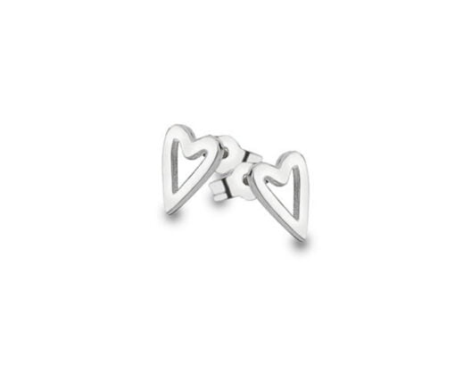 sterling silver white gold pointed heart stud earrings