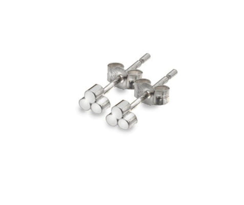 Curteis 9 Carat White Gold Circle Tri Stud Earrings