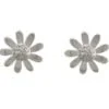 9 Carat White Gold 9-Petal Daisy Stud Earrings